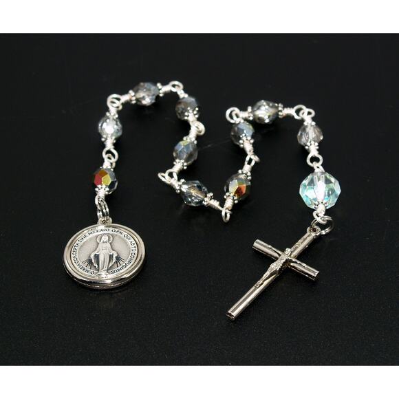 Handmade Miraculous Medal One Decade Rosary Silver Plate Unbreakable Wire Wrap - Picture 7 of 10